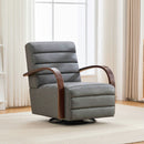 30.3'W Modern Upholstered 360° Swivel Accent Chair with Solid Wood Armrests and Comfy Channel Tufted Lounge Reading Chair, Single Sofa Armchair for Hotel Bedroom Living Room Office and Bedroom. Gray