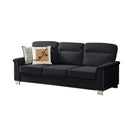 Modern Compressed Snowfleece Fabric 3-Seater Sofa in Black, for Living Room Bedroom Office & Entertainment Spaces, Ice and Snow Velvet Material