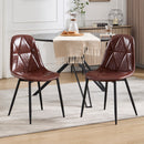 Dining Chairs Set of 2, Upholstered Faux Leather Dining Room Chairs, Modern Kitchen Chairs with Metal Legs and High Back, for Kitchen and Dining Room, Easy to Assemble and Clean,  Brown