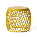 ALAMERA Cylindrical Iron Side Table with Geometric Design and Matte Finish in Yellow