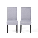 Amaranthine Upholstered Dining Chair with High Back and Wood Legs, Set of 2, Light Grey