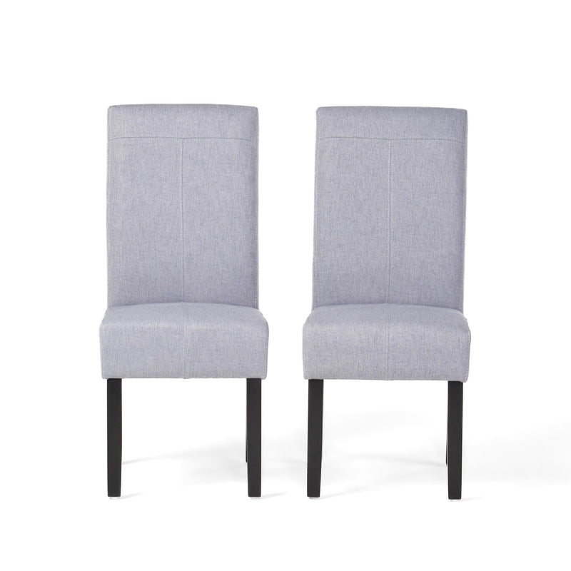 Amaranthine Upholstered Dining Chair with High Back and Wood Legs, Set of 2, Light Grey