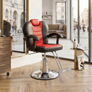 90°-150° Reclining Barber Chairs for Barbershop, Heavy Duty Hydraulic Pump 360°Swivel Salon Chair for Hair Stylist -RED