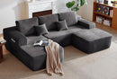 104' Cloud Sectional Sofa with U-Shape Chaise and Side Pockets , Modern Modular Design, Deep Seating, Upholstered Couch for Living Room/Bedroom, No Assembly Required (Plush Fabric), Grey,Left