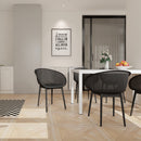 2-Pack Warm Grey Modern Lounge Chairs – Indoor/Outdoor All-Weather PP Plastic with 55 Inch White Modern Long Table - Indoor/Outdoor- Lightweight PP Tabletop with Metal