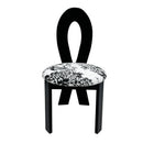 Key-Design Dining Chairs Set of 2 - Linen Upholstered Solid Wooden Chairs with White Cushion & Distinctive Wood Texture (Black)