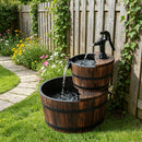 Garden Waterfall Fountain,Rustic Barrel-Style Cascade Fountain,Elegant Tiered Fountain