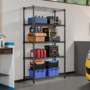 1250 lbs Steel Heavy Duty 5-Tier Utility Shelving Unit Steel Organizer Wire Rack for Home,Kitchen,Office,Black (13.8' D x 23.6' W x 62.4' H)