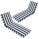 Outdoor Chaise Lounge Cushions Set of 2, 75'x24'x4' Patio Lounge Chair Cushions with Removable Covers, Waterproof Replacement Cushions for Outdoor Furniture, Poolside, Lawn-NavyBlue/White Striped