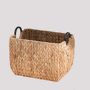 Ludmilla Rectangular Multi Purpose Water Hyacinth Woven Wicker Baskets with Handles - 16' x 12' x 13' - Natural Brown - For Towel, Toys, Magazine and Kitchen Storage