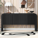 U_STYLE 62.2-Inch Wave-Pattern Console Table with 4 Doors and Adjustable Shelf,Curved design Sofa Table Behind Couch,Rustic Narrow Entryway Table for Living Room, Foyer and Hallway