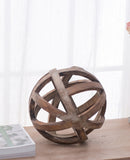 D9.8' Decorative Orbs Natural Wood Ball with Dark Wood Finished Home Decor Spheres Accent Balls