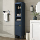 68' H Tall Bathroom Storage Cabinet with  Adjustable Shelves and One Drawer & Door, Storage Cabinet for Bathroom, Living Room, Entryway & Kitchen, Blue
