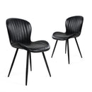Dining Chairs Set of 2,Modern Leather Upholstered Chairs with Comfy Backrest and Sturdy Metal Legs 20' Bean-BLACK