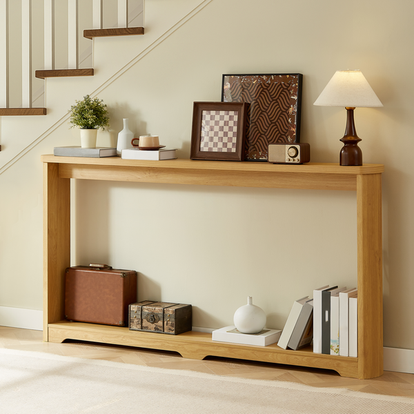70.1'corrugated texture storage table for entranceways, narrow wooden console sofa table, can be placed behind the sofa, suitable for entranceways, corridors, and front door.Natura.70.1'L*8.7'W*35.5'H