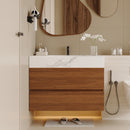 29.9' Modern Floating Bathroom Vanity with Faux Marble Top and Ceramic Undermount Sink, Wall-Mounted for Small Bathrooms and Apartments