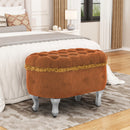 29.5'' Storage Benches, End of Bed Bench with Button-Tufted, Fabric Upholstered Storage Ottoman, Window Bench with Fringe, Shoe Cabinet Bench, Footboard Bench for Bedroom, Entryway, Cloakroom,Orange