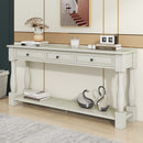 TREXM Console Table 63' Long Console Table with Drawers and Shelf for Entryway, Hallway, Living Room (Antique White, OLD SKU: WF314993AAK)