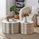 Set of 2 Round Coffee Tables for Living Room, Faux Mars Pattern Modern Minimalist Side Tables Accent End Table End Table for Apartment, Office