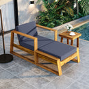 U_STYLE Acacia Wood Outdoor Lounge Set - Chair and Ottoman with Removable Cushions, All-Weather Outdoor Chaise Lounge/Daybed, Perfect for Patios, Balconies, and Gardens