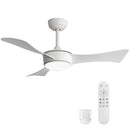 42-inch white ceiling fan with light, Quick-install, Dimmable, DC reversible motor, Timer function (1/4/8 hours), Light with memory function