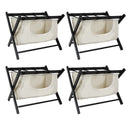 Babion Folding Luggage Rack for Guest Room 4 Pack, Luggage Rack for Suitcase Stand with Detachable Laundry Bag, Foldable Suitcase Stand Holder with Double Tiers forBedroom,Hotel (Black)
