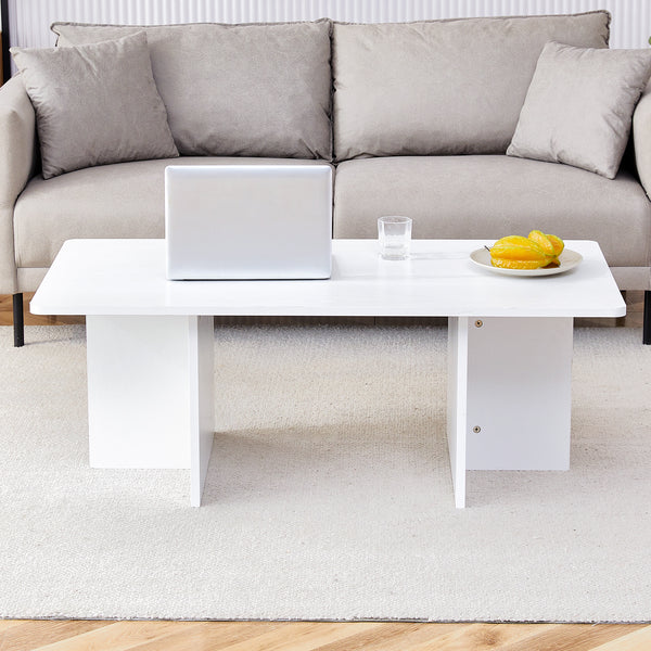 44.8 Inch White MDF Coffee Table - Modern Luxury,Stable Triangular Support.The coffee table is made of medium density fiberboard material,suitable for living rooms, bedrooms.W1512P289180/W1151P151502
