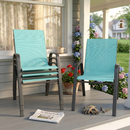 Outdoor Dining Chair 4-Piece Set - Wide Seat 350 lbs Capacity - Waterproof & Rust-Resistant Teslin Fabric Metal Frame - Ergonomic Lumbar Support - Ideal for Patio, Restaurant, Banquet Hall