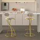 Round Bar Stools S-shaped Stripe Kitchen Stool Set of 2 Modern Velvet Upholstered Counter Chair for Dining Room (Gold & Stripe)