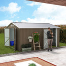 Campcraft 10x12 FT Outdoor Metal Storage Shed, Large Storage Sheds with Sturdy Frame Structure, Metal Garden Tool Shed with Lockable Door for Garden, Lawn, Backyard, brown