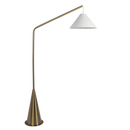 Lisbon Black Floor Lamp with On/Off Switch Coned Base Hanging White Fabric Shade