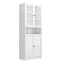 Metal Kitchen Pantry Cabinet - 72' Tall Storage with Adjustable Shelves (White), Heavy Duty Stainless Steel Frame, Freestanding Cabinet for Kitchen/Pantry/Bathroom