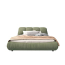 Queen Size Luxury Upholstered Platform Bed with Oversized Padded Backrest and Solid Wood Frame,suitable for Multiple heights of mattresses,Green