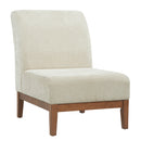 Modern Accent Chair - Beige Fabric Upholstered Accent Chair with Walnut Color Frame, 300lbs Capacity for Living Room, Bedroom & Entryway