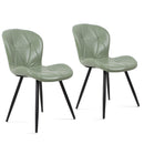 Green Faux Leather Upholstered Dining Chair Set of 2 with Metal Legs, Thick Foam Cushion & Ergonomic Backrest