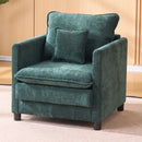Modern Living Room Chair Single, Comfortable Lounge Armchair, Thick Padded Cushion with a 3-Pillow Comfort Set for Indoor Home, Dark Green