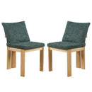 Indoor Boucle Dining Chair Set of 2, Rubber Wood Frame, Plush Green Boucle Seating, 250lbs Weight Capacity for Kitchen & Dining Room