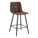 Techno-Fabric Bar Chair Set - Comfortable Brown Chairs with Black Metal Legs and Ergonomic Design