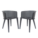 Milan Outdoor Dining Chair Set of 2 Black Iron Elegant Design 22.25' x 21.50' x 28.25'