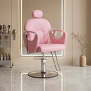 Barber Salon Chair for Hair Stylist, Height Adjustable Hydraulic Hair Reclining Salon Chairs, 360 Degrees Rotation, Multi-Function Shampoo Chair for Barbershop (PINK)