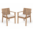 Patio Dining Chair Set of 2 - Sturdy Acacia Wood, Comfortable Waterproof Seating, 400 lbs Capacity, Brown Color Frame
