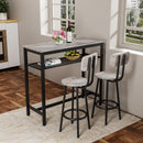 Bar Table and Chairs Set, Square Table With 2 Stools, Dining Pub Set for 2, Space Saving for Kitchen Breakfast, Living Room, Party Room, Grey