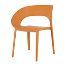 One-piece designed single chair, UV-resistant, waterproof and wear-resistant, in tropical orange. Dimensions: 21.26*23.6*32.48 (in). Polypropylene material.