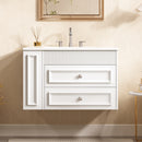 30'' Wall Mounted Bathroom Vanity, Floating Bathroom Storage Cabinet with 2 Drawers, 3 Holes Single Ceramic Sink, Modern Cabinet.