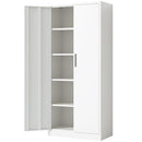 71'H Metal Garage Storage Cabinet, White Tool Steel Locking Cabinet with Doors and 4 Adjustable Shelves, Tall Cabinets for Garage Storage Systems Lockable File Cabinet for Home Office,Classroom,Pantry