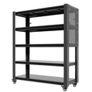 Heavy Duty Metal Shelving Unit with Pegboard and Wheels for Versatile Storage, Black, 18'D x 47.2'W x 78'H