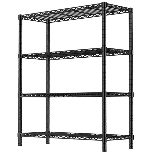 36' 4-Tier Black Wire Shelf - 350LBS Per Shelf, Heavy Duty Steel Storage Rack (36'W x 14'D x 54'H), Rust-Resistant for Kitchen/Laundry/Garage