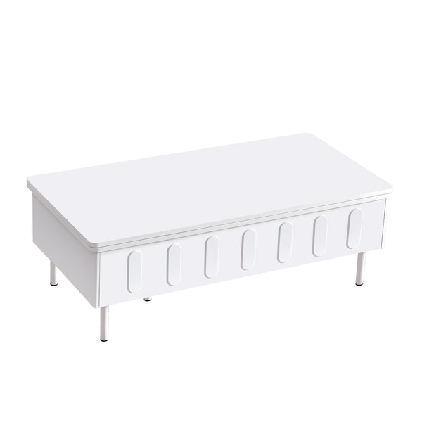 [Video Provided]U-Can Lift-Top Coffee Table with 2 Drawers, Modern Space Saving Center Table with Foldable Top, Multi-Functional Adjustable Coffee Table with Hidden Storage Compartment for Living Room