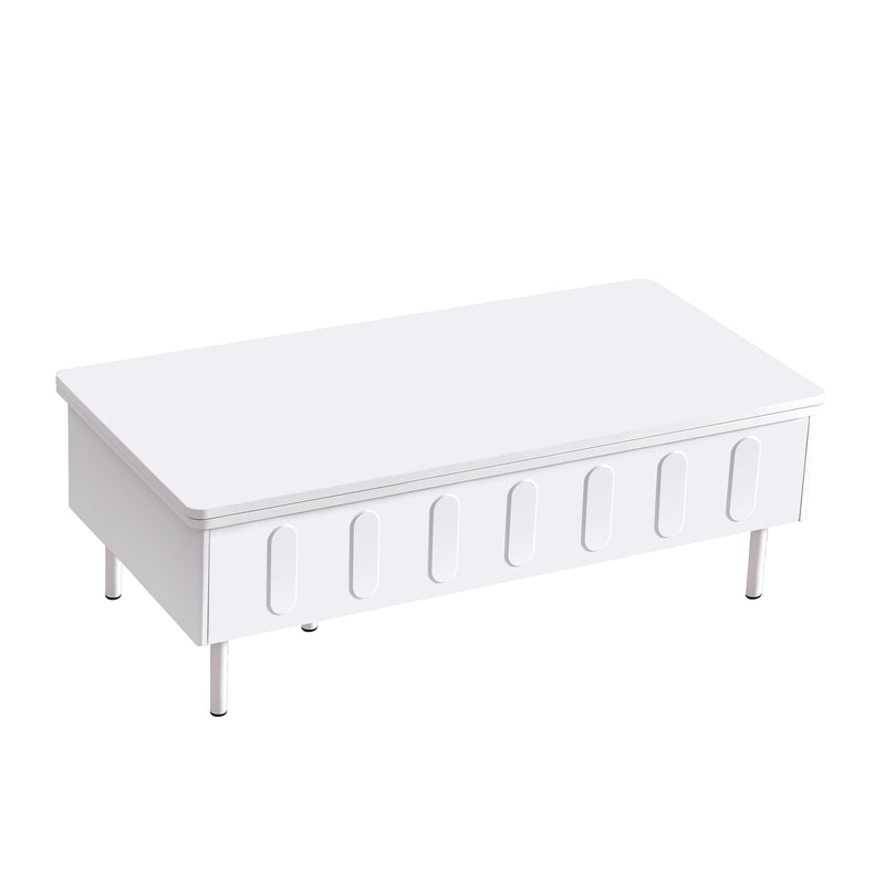 [Video Provided]U-Can Lift-Top Coffee Table with 2 Drawers, Modern Space Saving Center Table with Foldable Top, Multi-Functional Adjustable Coffee Table with Hidden Storage Compartment for Living Room
