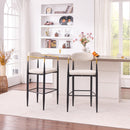 Modern Upholstered Bar Stool with Gold-Accented Armrests - 23' Seat Height,Ergonomic Design for Kitchen Island or Dining Counter Use,Set of 2 - Beige Fabric & Black Metal Frame